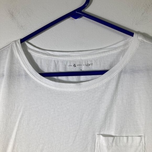Womens Lou & Grey for Loft Cropped Soft Cotton Tee Shirt White M - Picture 4 of 7